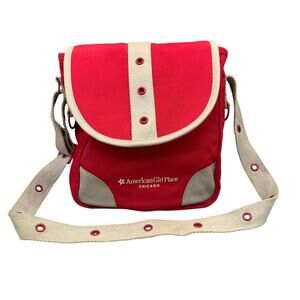 American Girl Doll Place Chicago Purse Canvas Red Gray Crossover Bag Child Size